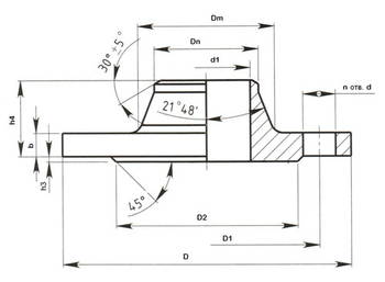 Схема воротникового фланца